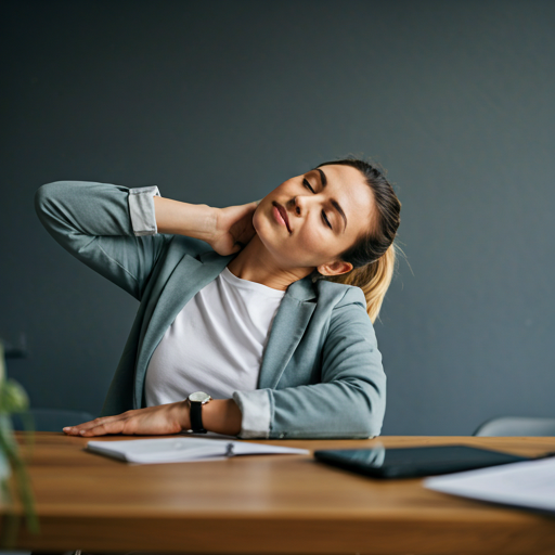 Upper trap stretch at a desk